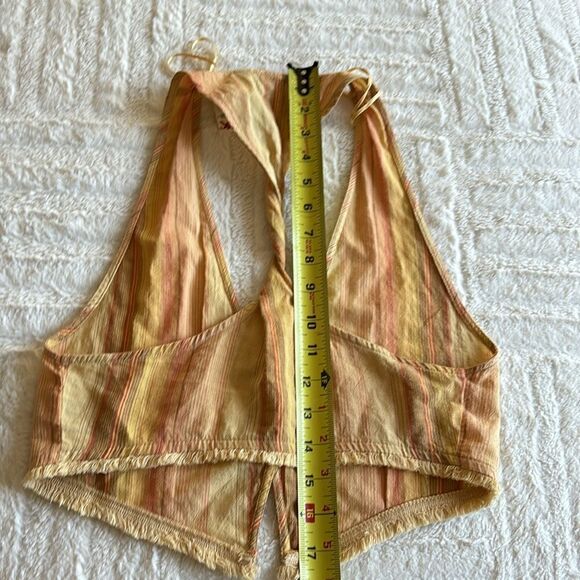 Zara‎ Women's Tan & Yellow striped vest tank Crop-top size xs - Picture 8 of 10